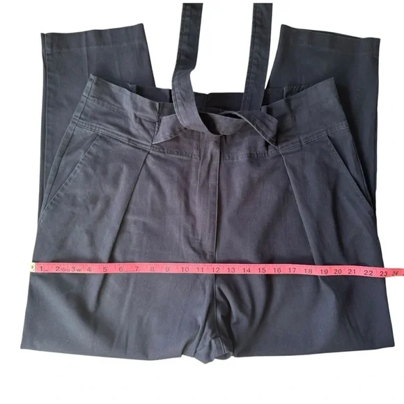 🖤 DKNY Black Belted High-Waisted Tapered Pants – Size 14 - Picture 5 of 10